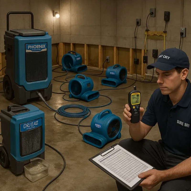 Structural Drying and Dehumidification process in Oakdale, CA